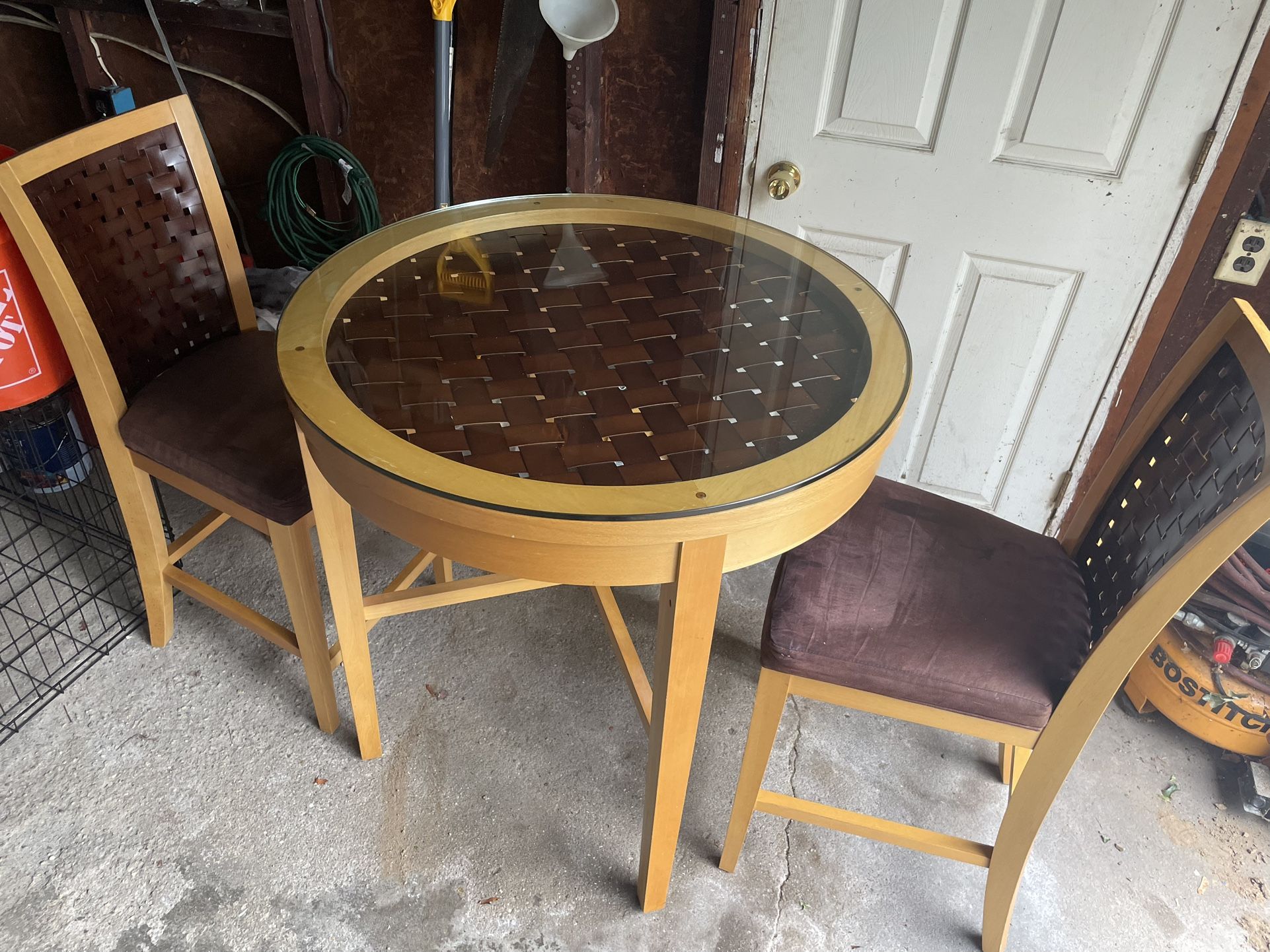 Glass Table With Two Chairs