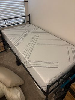 Twin XL 10” Gel Foam mattress with metal frame