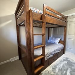 Pottery Barn Bunk Bed With Storage, 2 Mattress  2 Toppers