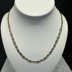 14kt  23.80 Grms 24” Tri-Color Mariner Link Chain