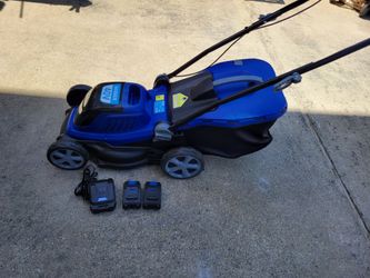 Badger 40V LAWNMOVER IT COMES WITH TWO 20V Batteries and Charger . Purchase at Lowe's online about 12 months and use very little.