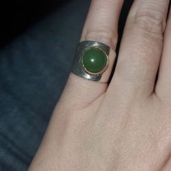 Jade And Sterling Silver Ring