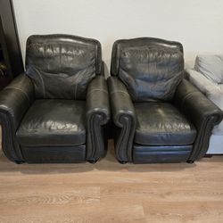 Two Large Leather Recliners