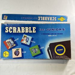 Vintage Scrabble Junior 1958 Selchow Righter Double Sided Board Game Used