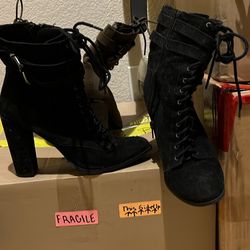 Black Heeled Boots Size 9 