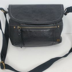 The Sak Black Soft Leather Snap Medium Crossbody Purse Shoulder Bag 