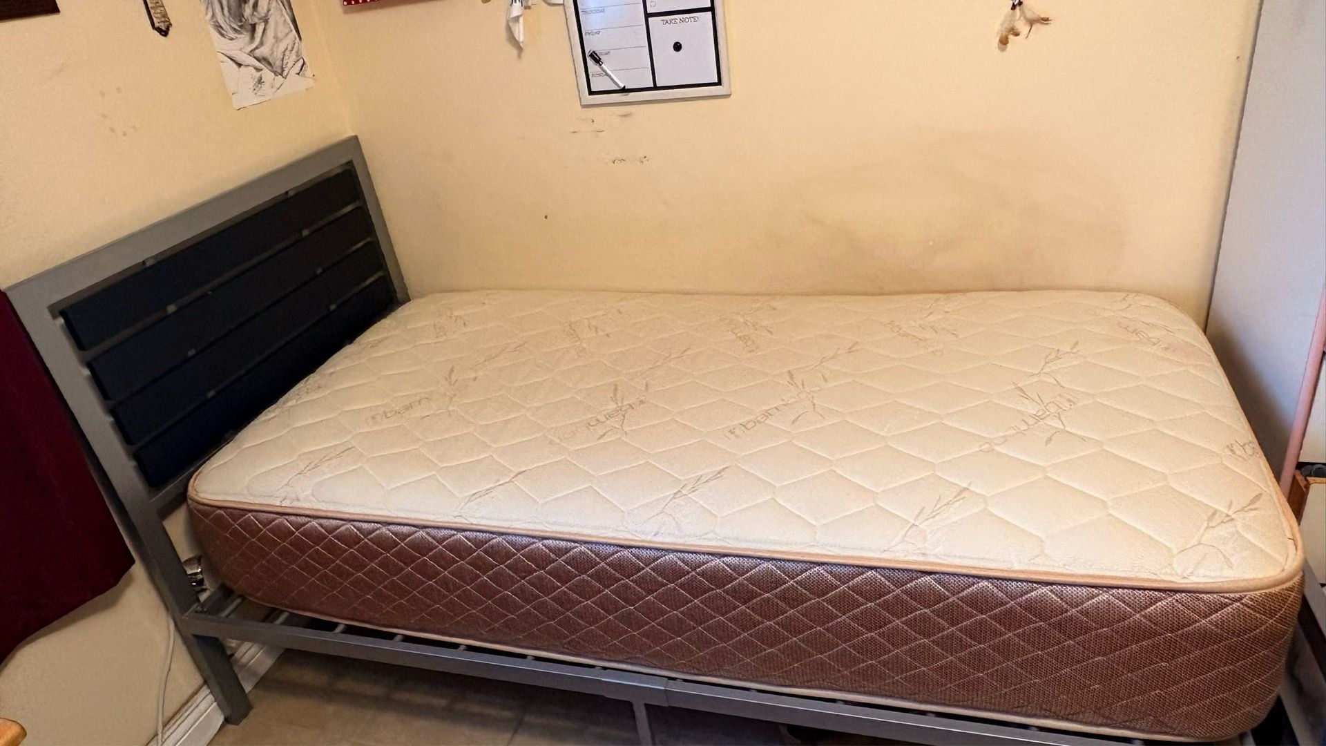 Twin bed with metal frame