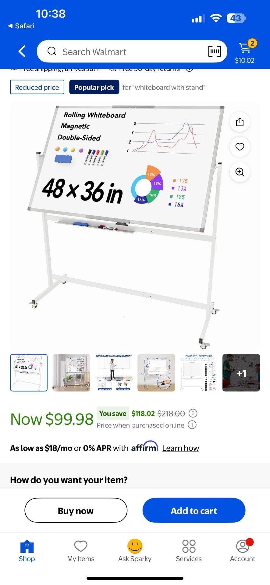 Mobile white board brand new 60$