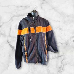 Vintage 1990s Harley Davidson Striped Fleece Jacket