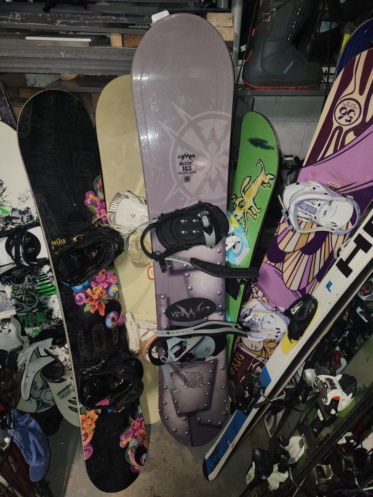 Snowboard And Boots Also Skis