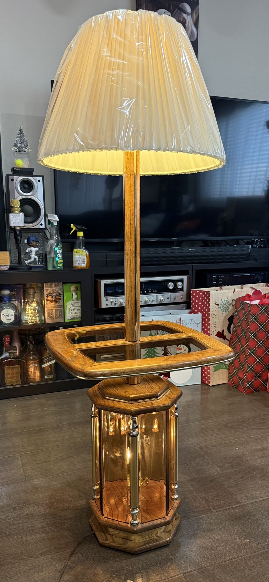Vintage Floor Lamp With Side Table