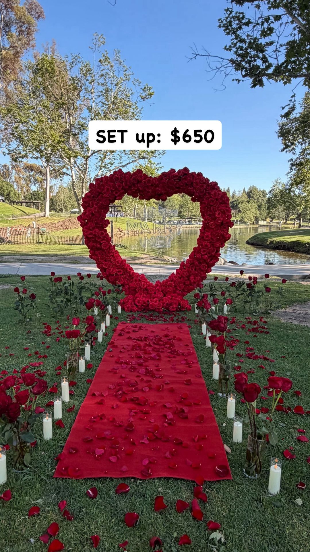 Red Artificial Heart Carpet Candles Flower