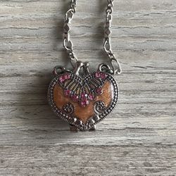 Vintage VCLM Pendant Rhinestones Bling Pink Enamel Silver Tone Magnet Locket