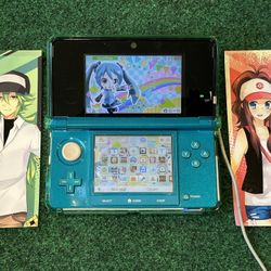 Nintendo 3DS Aqua Blue Handheld Console CTR-001 Japan Import + Charger No Sylus
