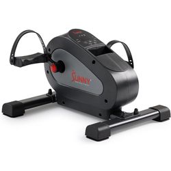 Sunny Health & Fitness Smart Motorized Mini Exercise Bike, Dual Function Portable Under-Desk Pedal Trainer for Low-Impact Cardio Home Workout, Free Su