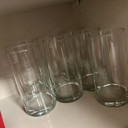 Glass Cup Sets, 7 Small and 7 Larger Cups 