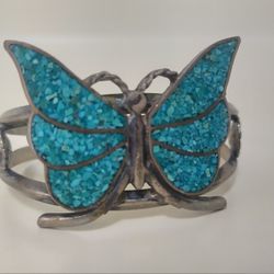 Vintage 1970s Butterfly Bracelet Turquoise