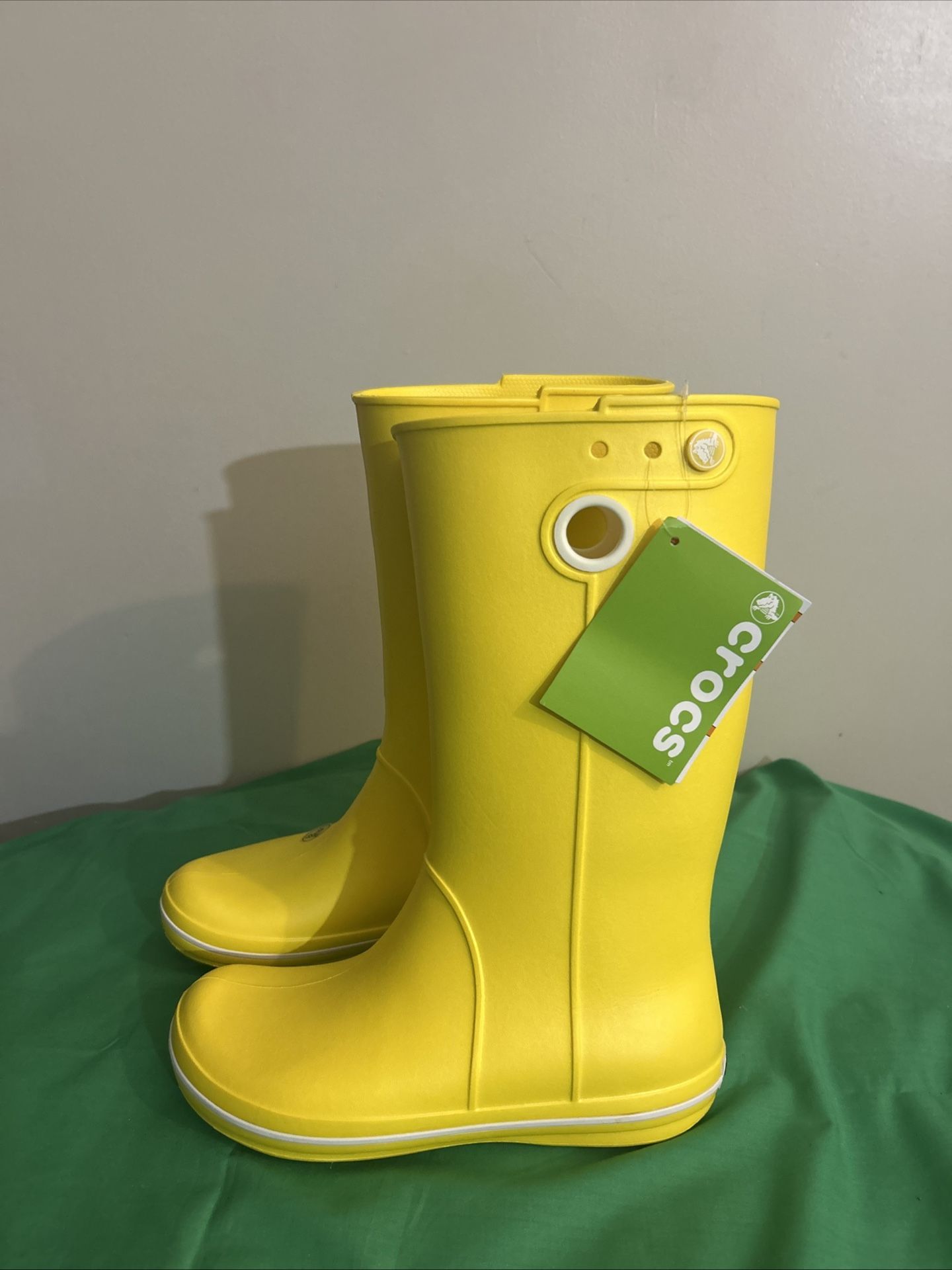 BRAND NEW NO BOX Crocs Jaunt Tall Rain Boots Women's Size 6 Yellow Waterproof Pull-on #10970