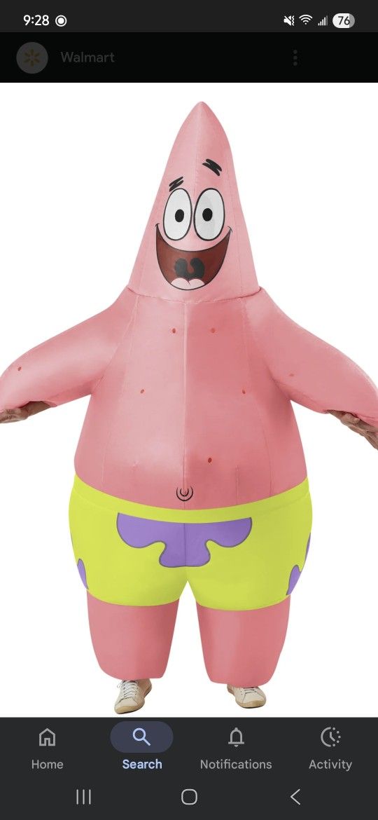 Patrick Star Blow up costume