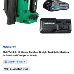 18v Metabo HPT finish Nailer 18ga