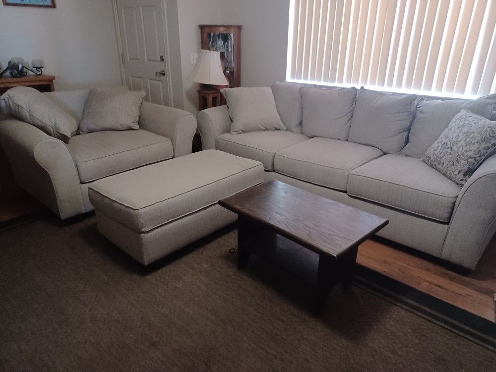 SOFA, LARGE CHAIR , ottoman & Table