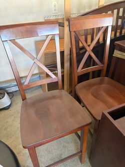 Vintage Wood Dining Chairs with X-Back Design
