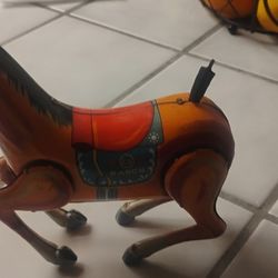 Vintage Wind Up ‘Daiya’ Trademark Litho Horse Tin Toy Japan