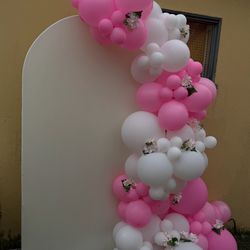 Pink & White flower style Balloon Arch