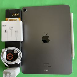 Apple IPad Air 5th Generation (10.9” Liquid Retina/ M1 chip / 2022 Model) 64GB with pen, keyboard case & Accessories (256gb $499)