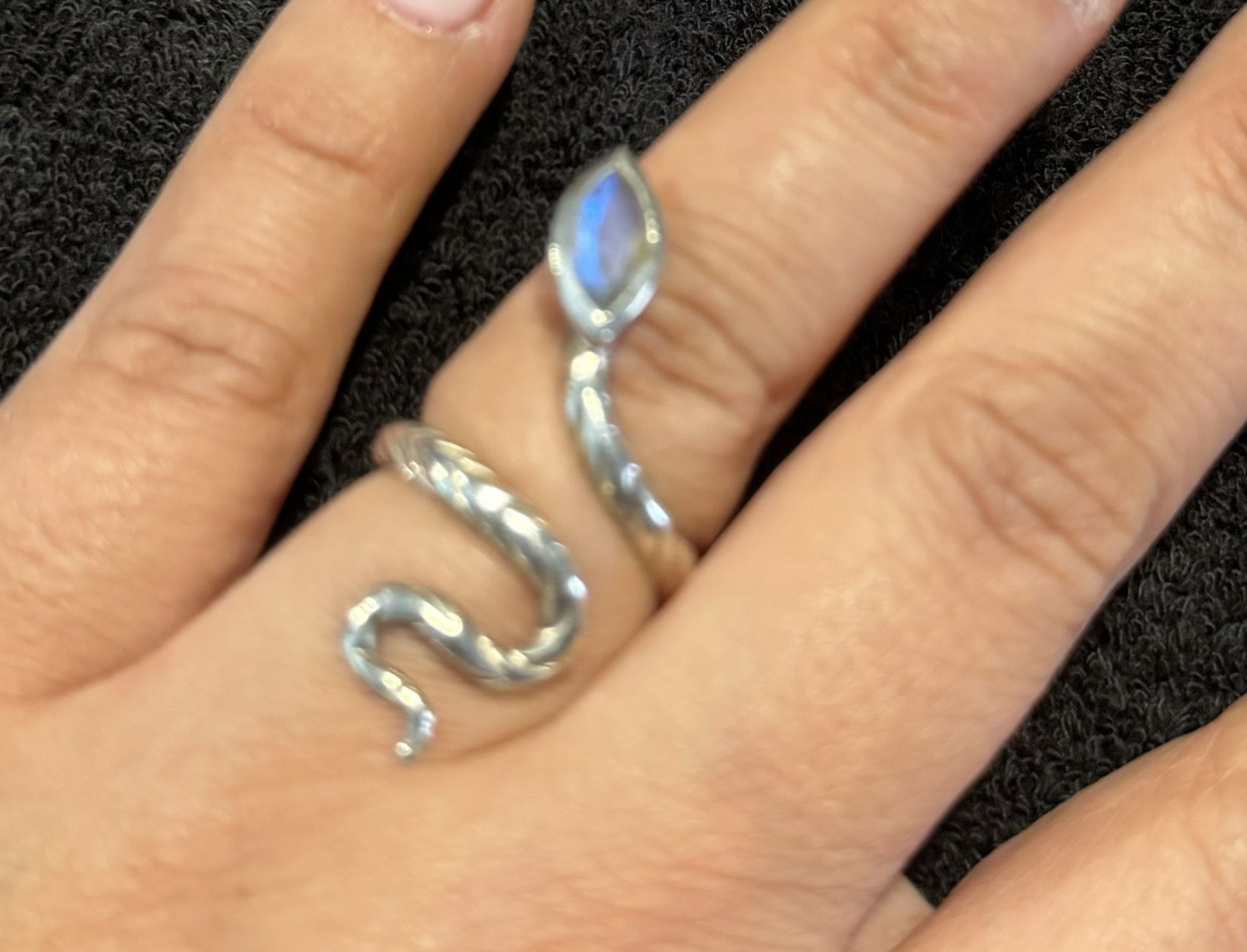 Silver Adjustable Ring , Labradorite 