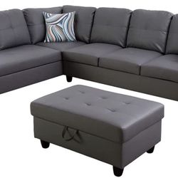 Lifestyle Furniture 2 Piece Sectional Sofa Couch Set, L-Shaped Modern Sofa , Faux Leather, Left Facing（without ottoman)16a