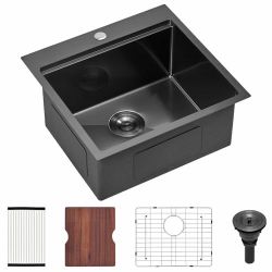 ” Black Bar Sink Drop-In Stainless Steel w/ Accessories