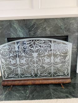 Beautiful Fireplace Screen Glass Stand 