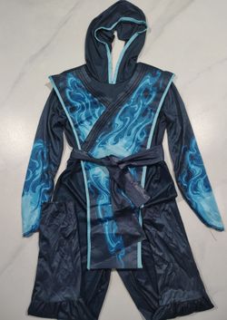 Kids Ninja Halloween Costume Blue Flame