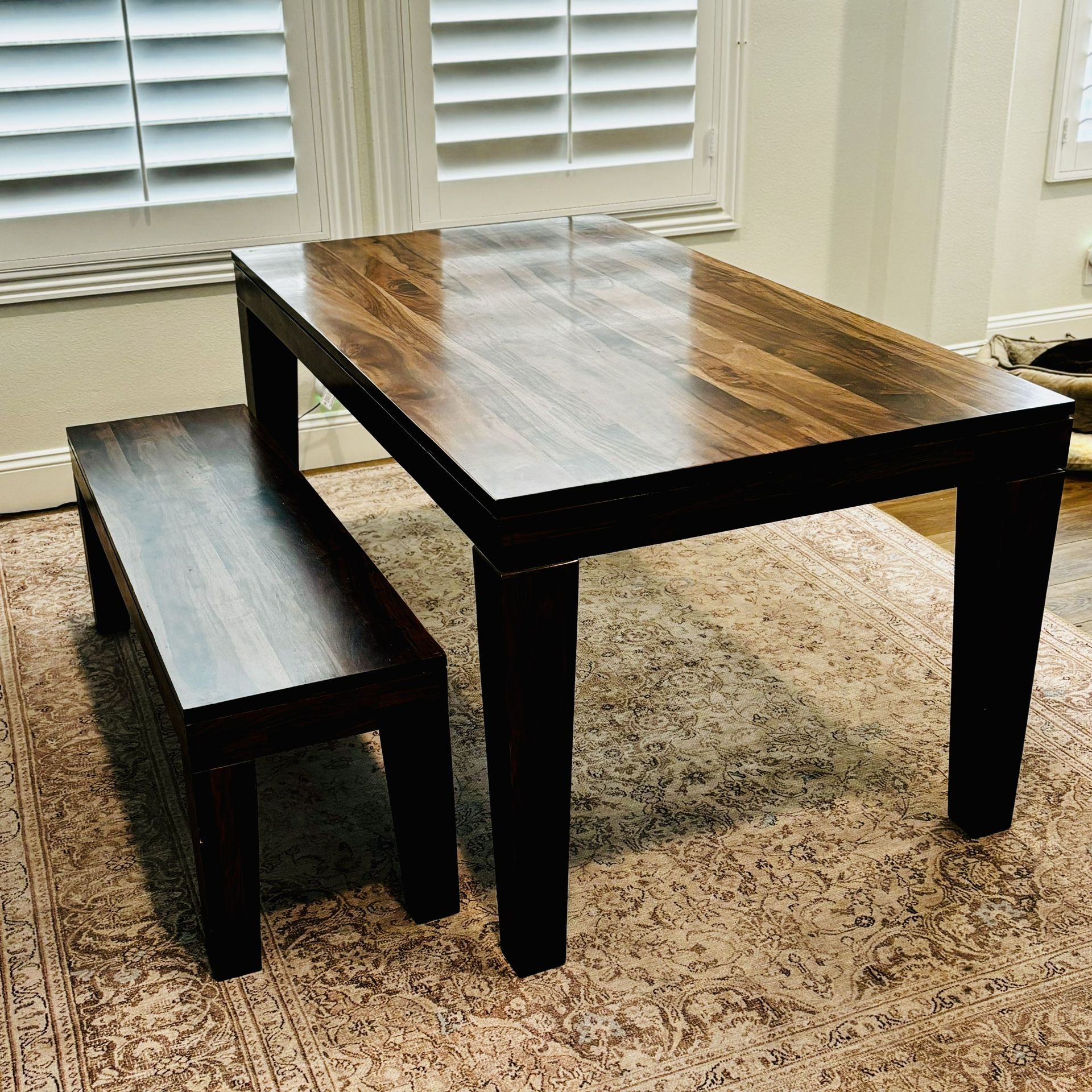 West Elm Carroll Farm Dining Table with matching Carroll Farm Bench