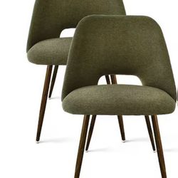 Pair of Green Mid-Century Modern Dining Chairs