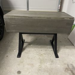 Gray Drop Leaf Table with black legs 
