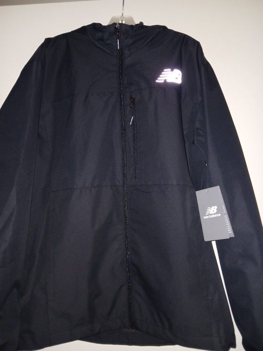 Men's New Balance Windbreaker Jacket All Black Size Small Brand New 