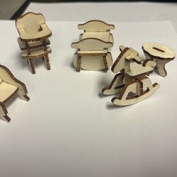 Mini Wooden Dollhouse Items 3D