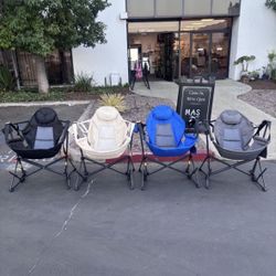 On  SALE!! $30! In Box Hammock Camping Chair, Retractable Footrest, Adjustable Back, Cup Holder & Carry Bag. Beige,Blue,Gray. 400 Weight Capacity 