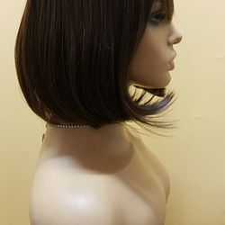 Short Brown Dark Straight Wig