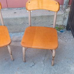 1950's Vintage Metal Soild Wood Chairs