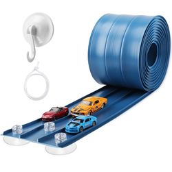 3-Lane Flexible Race Track for Kids 15ft Race Car Track Compatible with Diecast 1/64 Scale Cars, Flexible Car Track Race Ramp Toy with Strong Suction