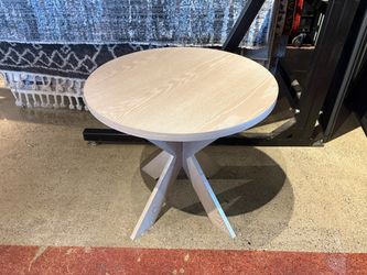 Gray Farmhouse Style Cross Leg Round End Table