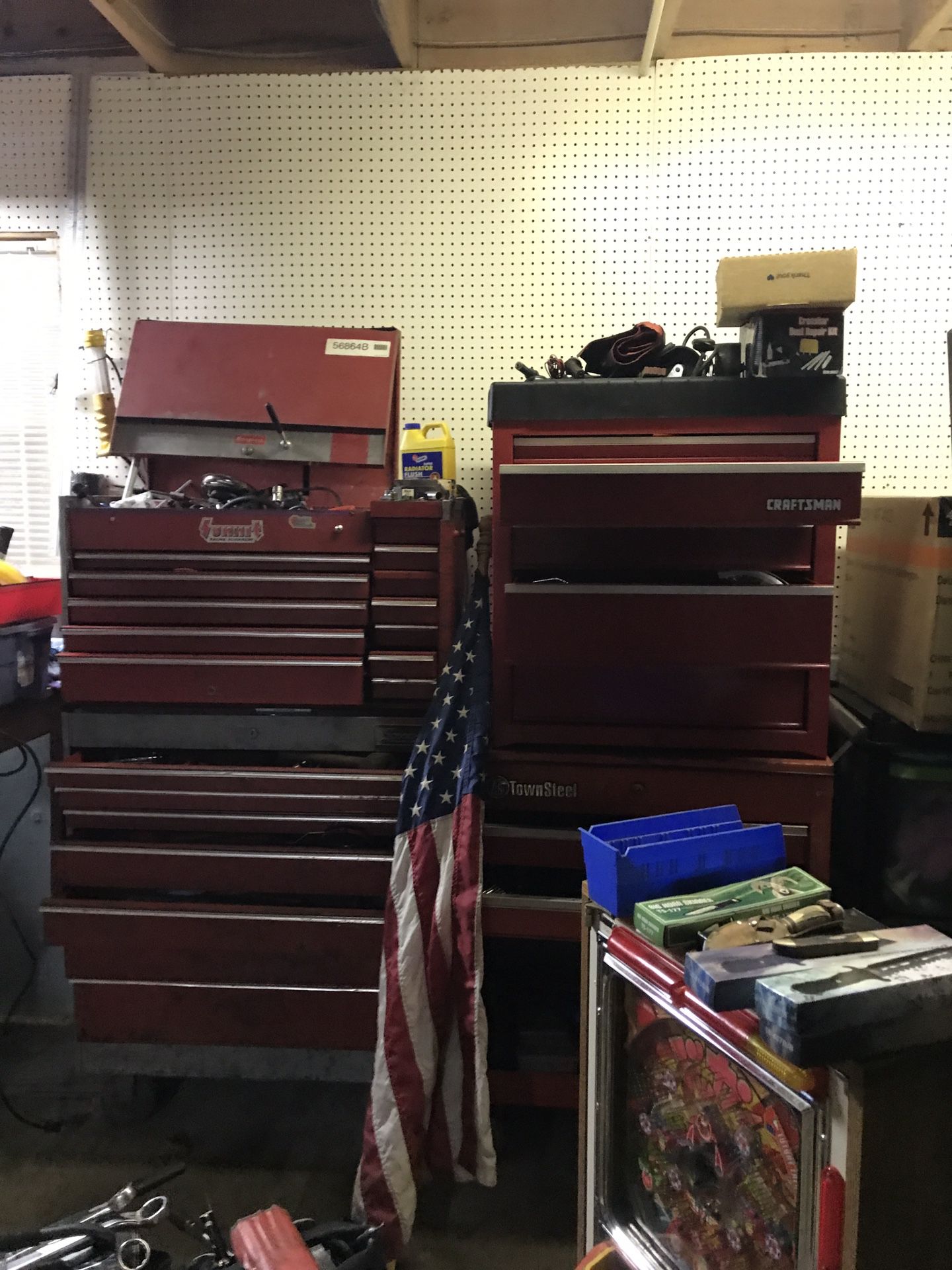Shop Tool Boxes , Exercise Equipment Boxing Gloves , Car Ramps ,5th Wheel And Rails , Old Time Pinball Game, And Other Items Tomuch To List 
