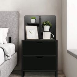 Drawer Black Storage Nightstand