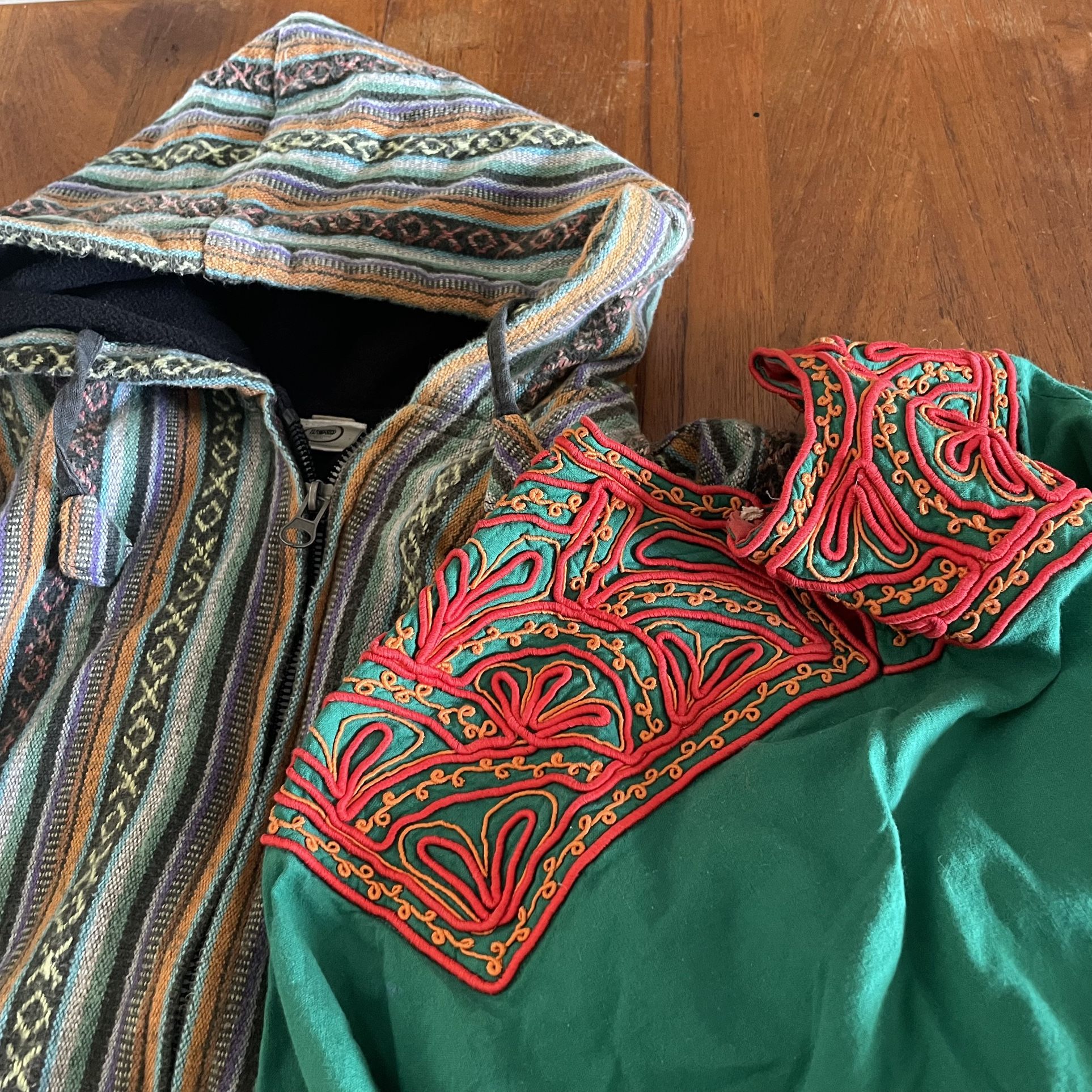 Boho Unisex Hoodie + Poncho Bundle – Tribal & Embroidered Styles