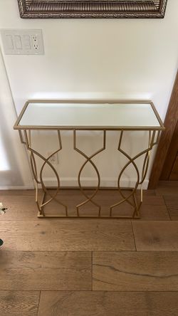 Brass Mirrored Accent Table 30.5in X 12in