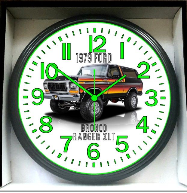 1979 Ford Bronco Ranger Glow In The Dark Wall Clock New!