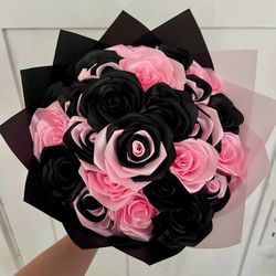Black And Pink Forever Roses 
